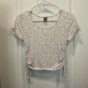 Wild fable medium white floral crop top with side ties